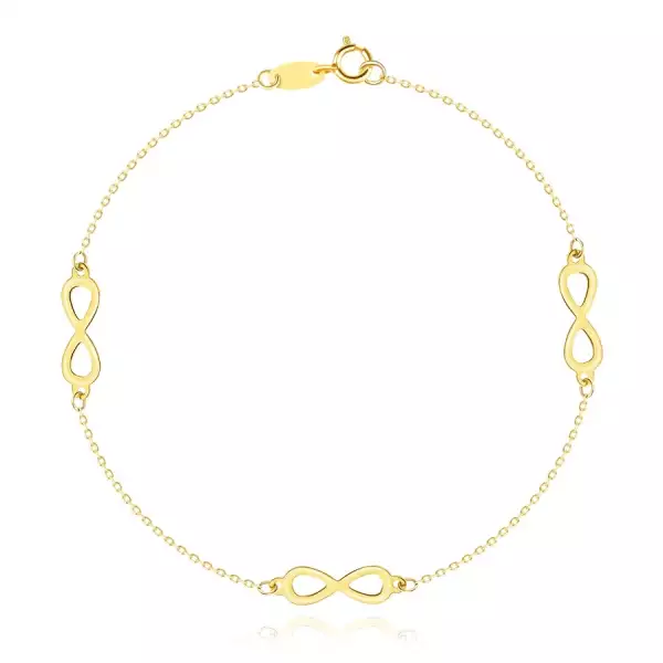 585 sárga arany karkötő - lapos végtelen szimbólum, finom láncon