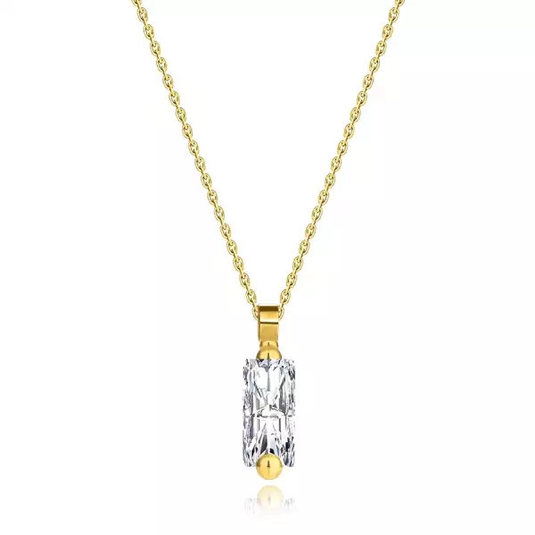 585 sárga arany nyaklánc - téglalap alakú cirkónia átlátszó kivitelben