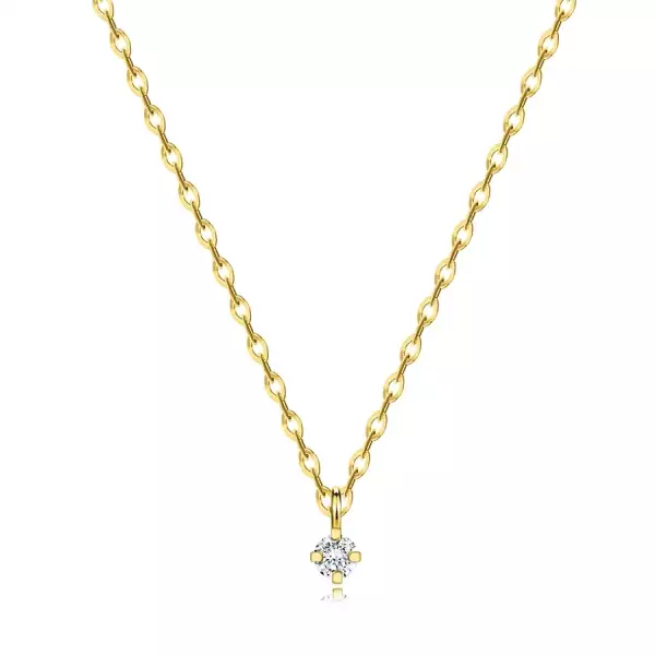 585 sárga arany gyémánt nyaklánc- kerek briliáns tartóban