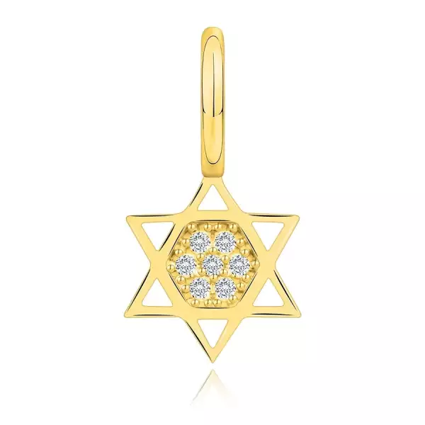 14K sárga arany medál - Dávid-csillag cirkóniákkal a közepén