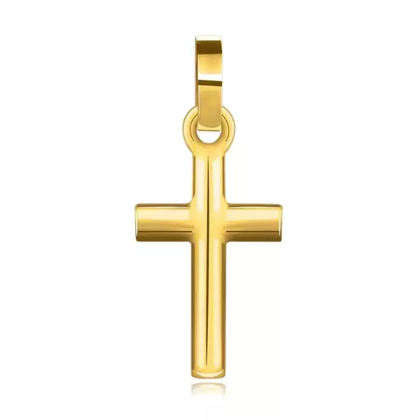 585 sárga arany medál - vallási szimbólum, fényes latin kereszt