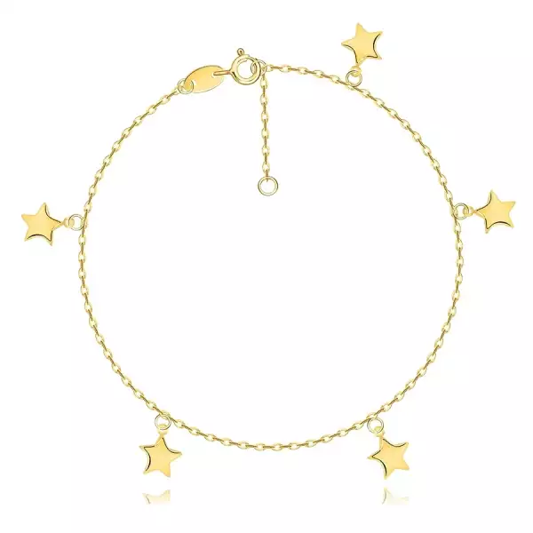 375 sárga arany karkötő- szimmetrikus csillag sziluettek, ovális láncszemekkel 