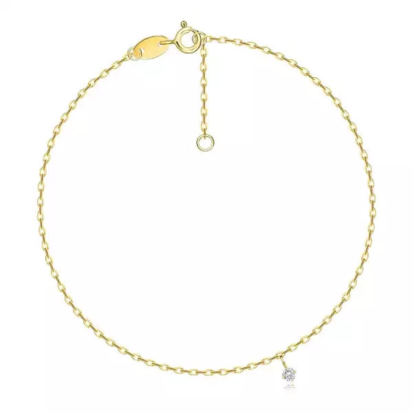 Gyémánt karkötő 14K sárga aranyból – átlátszó kerek briliáns, ovális láncszemekkel 