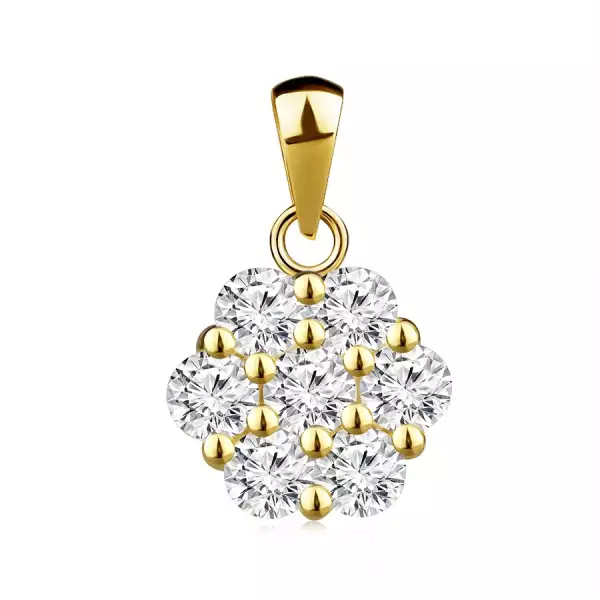 9K sárga arany medál - virág kerek cirkóniákkal