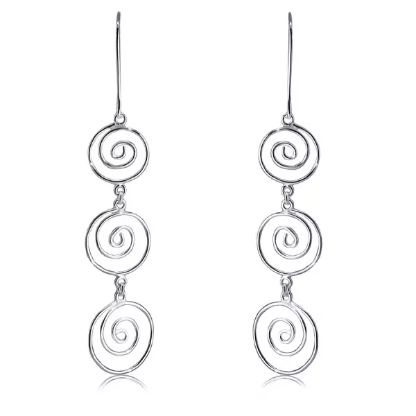 925 ezüst fülbevaló – három sima vékony spirál, afrikai akasztóval