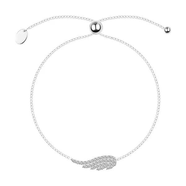 925 ezüst állítható karkötő - angyalszárny átlátszó cirkóniákkal