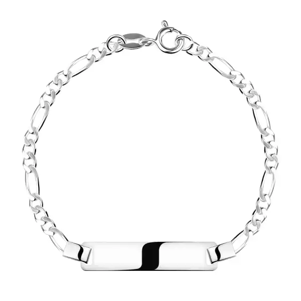 925 ezüst gyerek karkötő - enyhén domború csík, Figaro mintás lánc