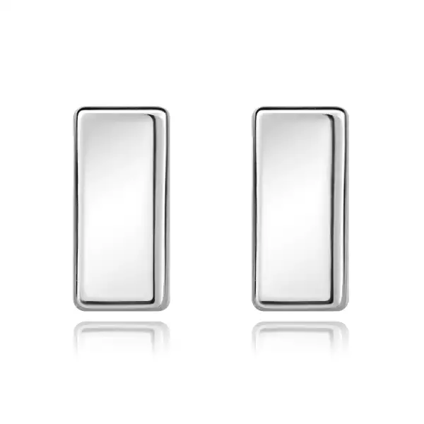 925 sterling ezüst fülbevaló - magasfényű téglalap