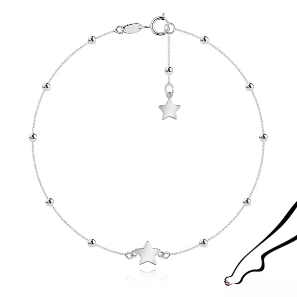 925 ezüst bokalánc - tükörfényes csillagok, kerek gyöngyök