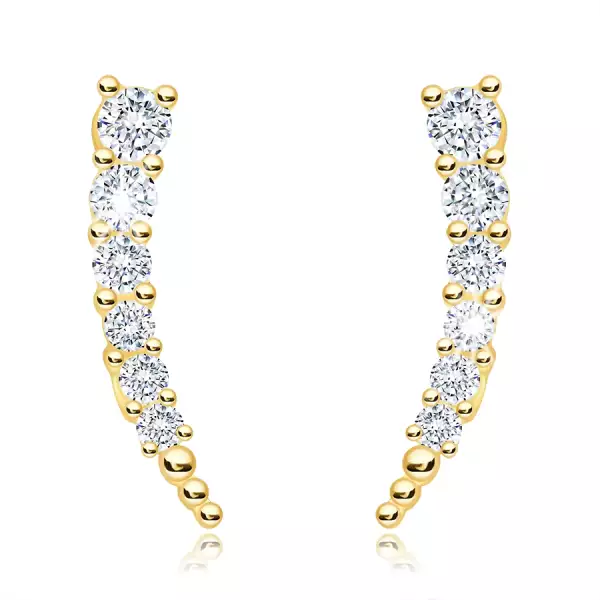585 arany fülbevaló  - ívek, átlátszó cirkóniák, stekkerzár
