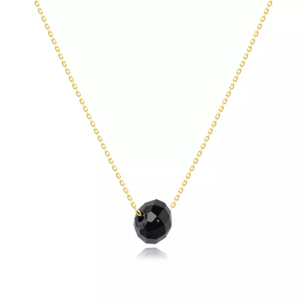9K sárga arany nyaklánc – csiszolt Swarovski kristály fekete színben