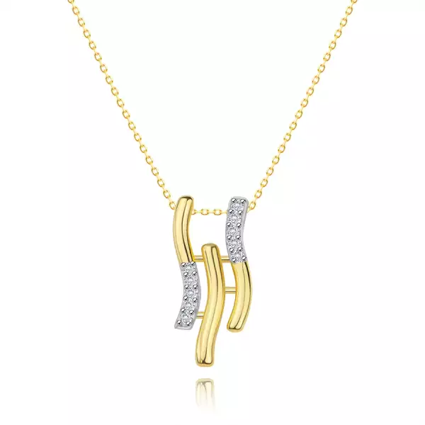 14K kombinált arany nyaklánc  - hullámok átlátszó cirkóniákkal