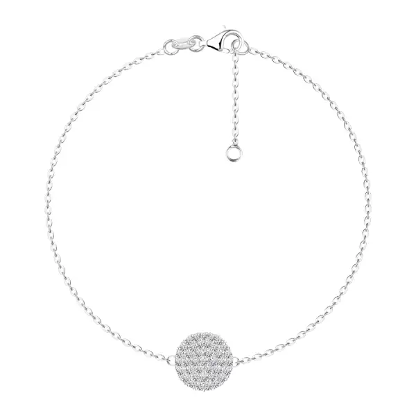 925 ezüst karkötő - kör átlátszó cirkóniákkal, lapos láncszemmekkel