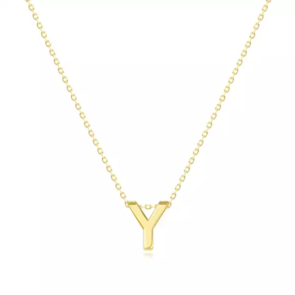 9K sárga arany nyaklánc - dupla, nagy nyomtatott Y betűvel