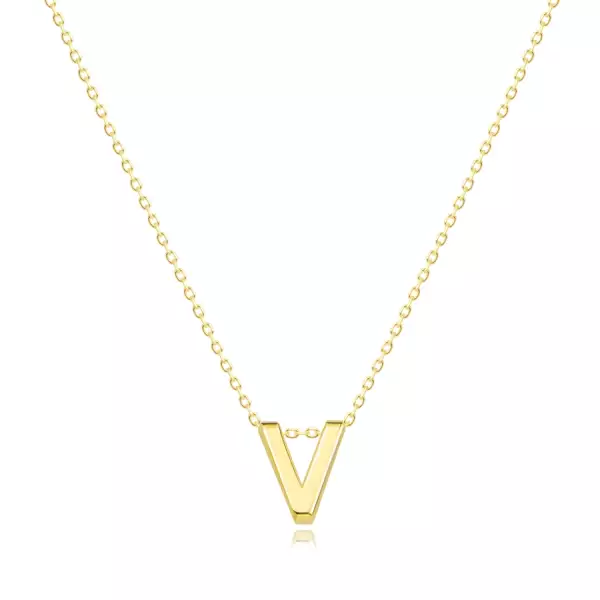 9K sárga arany nyaklánc - dupla, nagy nyomtatott V betűvel