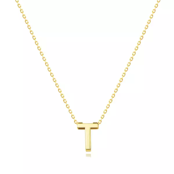 9K sárga arany nyaklánc - dupla, nagy T betűvel