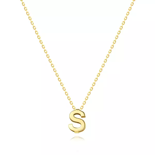 9K sárga arany nyaklánc - dupla, nagy nyomtatott S betűvel