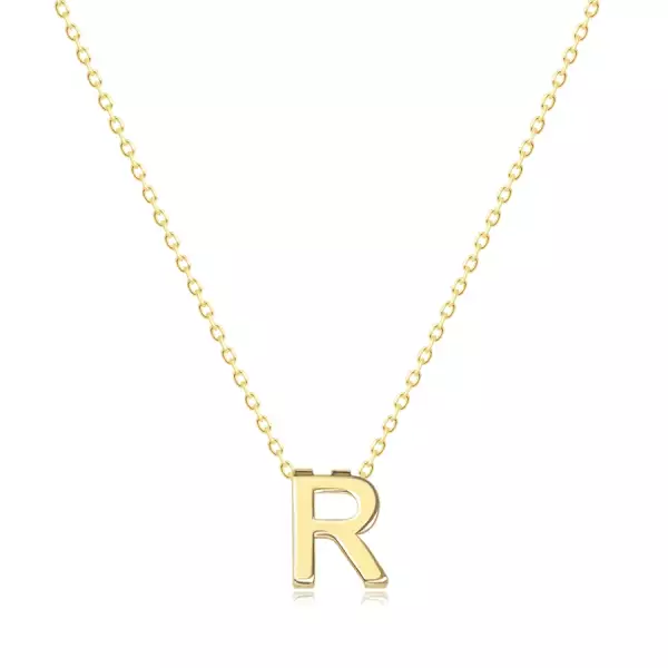 9K sárga arany nyaklánc - dupla, nagy R betűvel