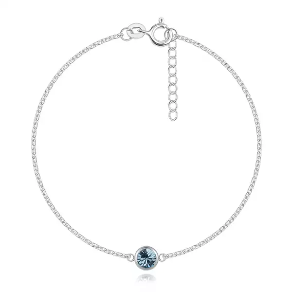 925 ezüst karkötő – világoskék Swarovski kristály, vékony lánccal