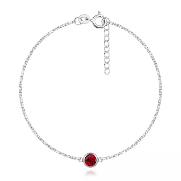 925 ezüst karkötő - piros Swarovski kristály, vékony lánccal