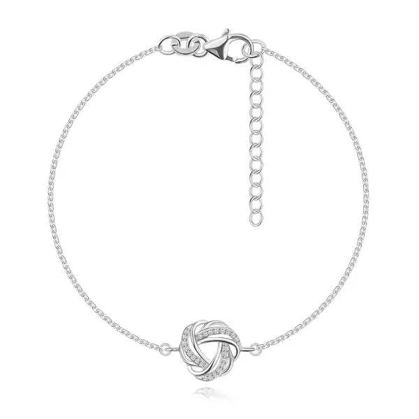 925 ezüst karkötő - hármas csomó, átlátszó cirkóniák