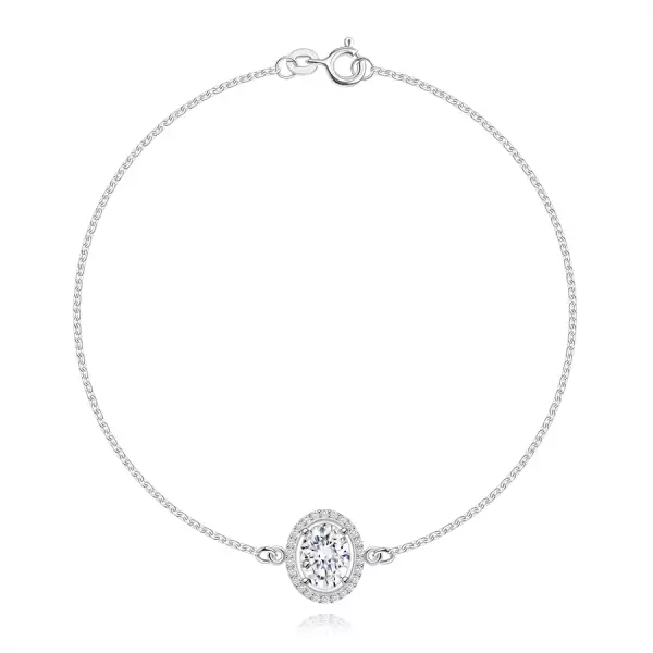 925 ezüst karkötő - átlátszó cirkónia ovális cirkóniás peremmel