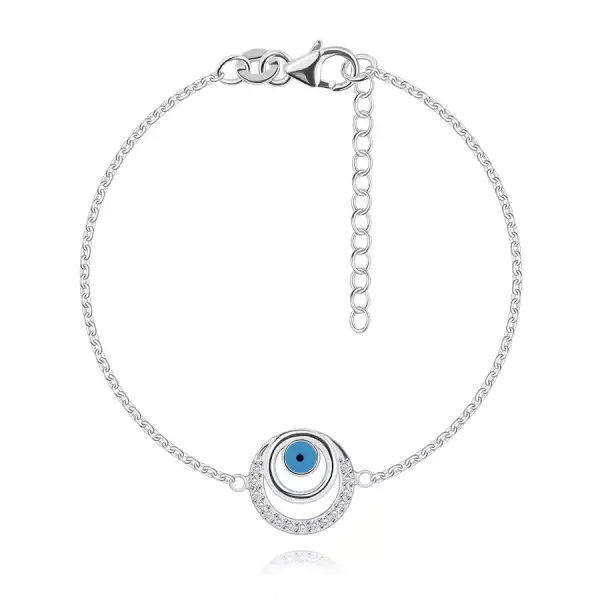 925 ezüst karkötő - Fatima szeme körök között, átlátszó cirkóniák