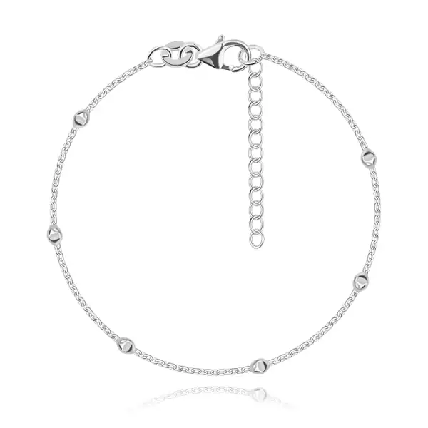 925 ezüst karkötő - apró metszett gyöngyök, ovális láncszemek