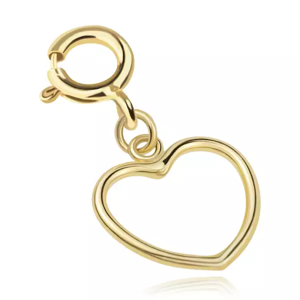 9K sárga arany levehető karkötő medál - sima szív körvonal