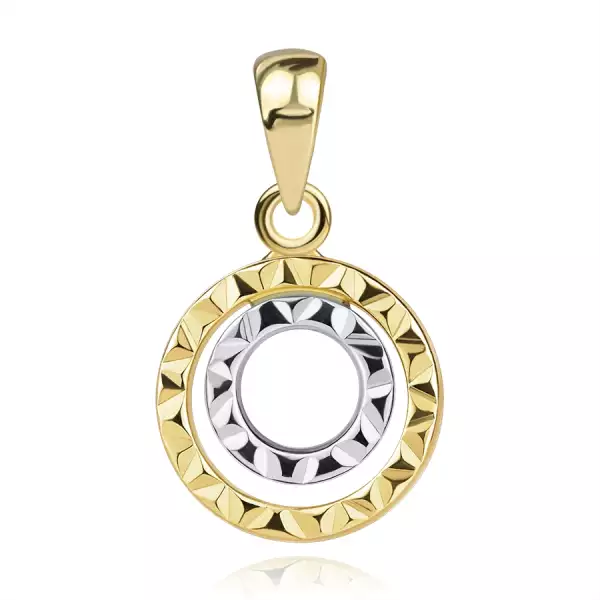 14K kombinált arany medál – dupla gyémánt vágású körök