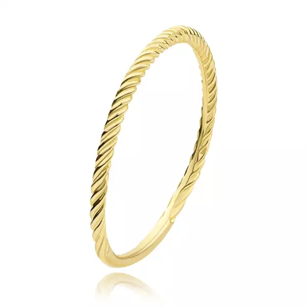 585 sárga arany gyűrű - spirálba csavart váll, barázdák - Nagyság_ 58