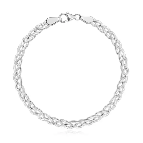 925 ezüst karkötő - három csíkból álló fonat motívum, hullámos kivitelben