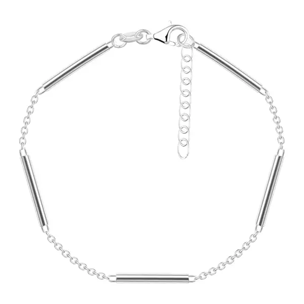 925 ezüst karkötő - ovális láncszemek, sima hengerek