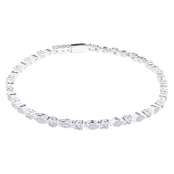 925 ezüst karkötő - váltakozó kör és szem alakú láncszemek, cirkóniák