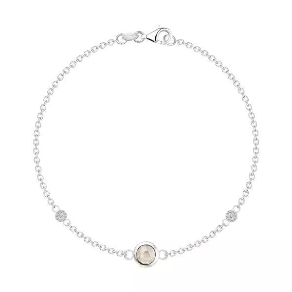 925 ezüst karkötő - pezsgő színű cirkónia, korong átlátszó cirkóniákkal