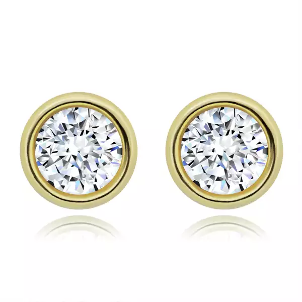 925 ezüst fülbevaló arany színben - átlátszó kerek Swarovski kristály