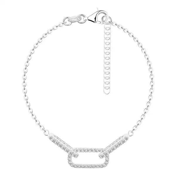 925 ezüst karkötő  - három ovális láncszem átlátszó cirkóniával