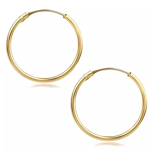 9K sárga arany fülbevaló - sima karika sima felülettel, 17 mm