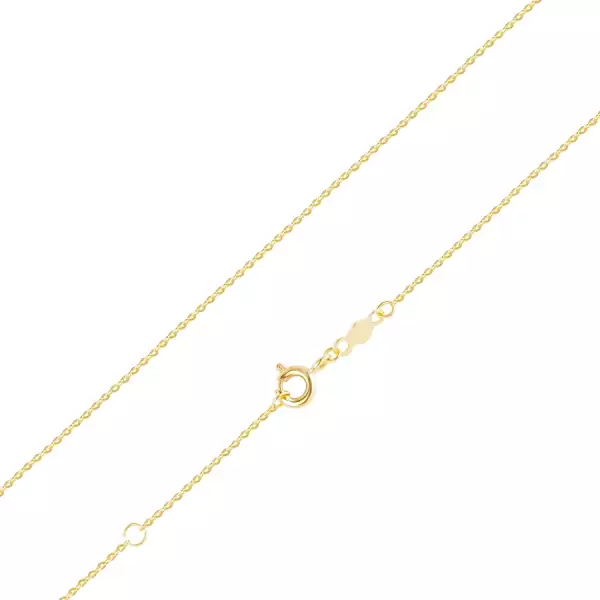 14K sárga arany lánc - függőlegesen összekapcsolt, metszett ovális láncszemek, 450 mm