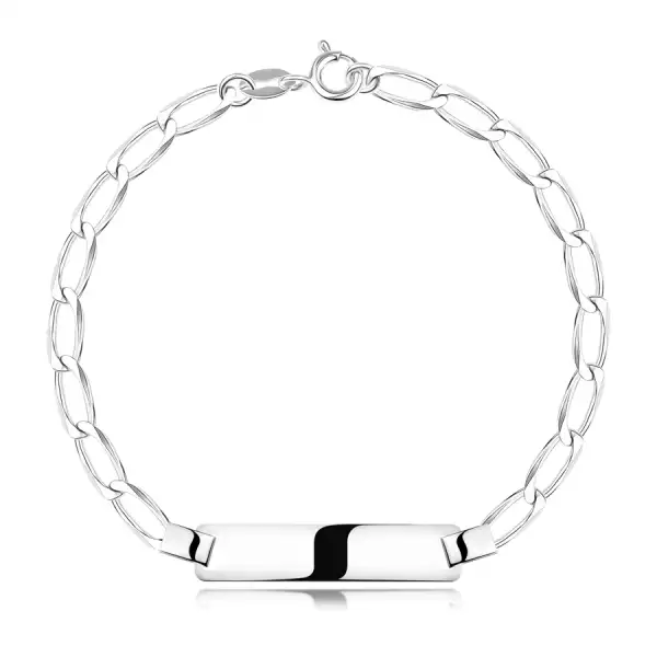 925 ezüst gyerek karkötő - lekerekített téglalap, metszett ovális láncszemek