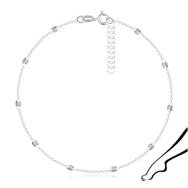 925 ezüst bokalánc - dekoratívan barázdált hengerekkel