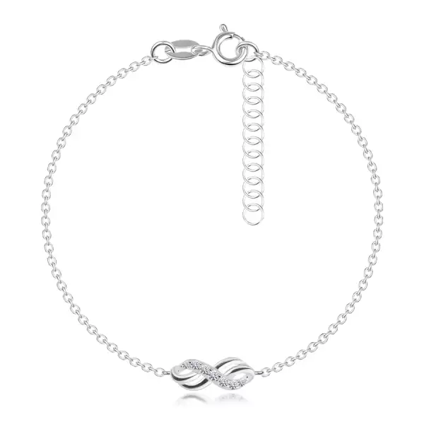 925 ezüst karkötő - dupla végtelen szimbólum cirkóniás vonallal