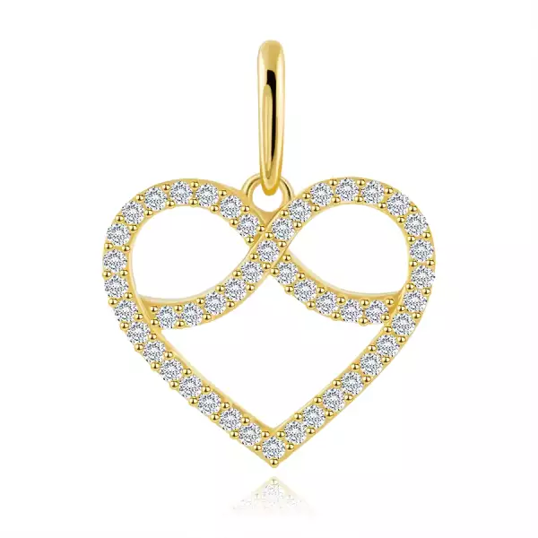 375 sárga arany medál  - szív végtelen szimbólummal, átlátszó cirkóniákkal