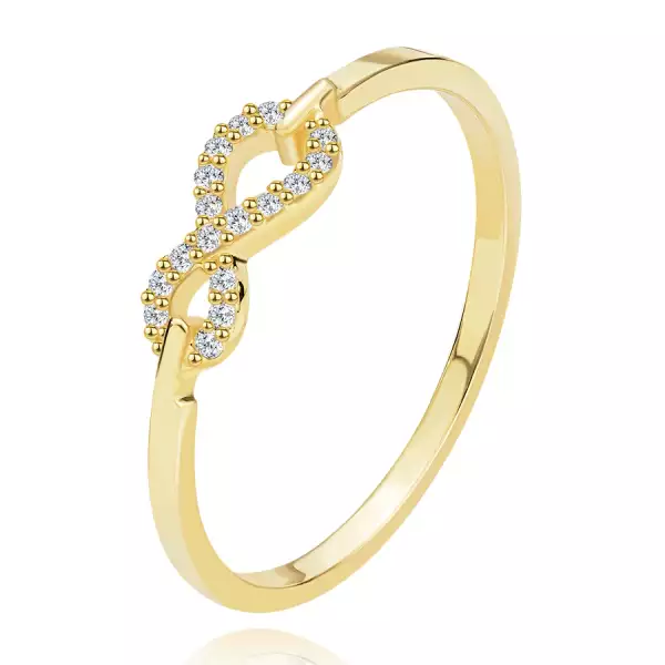 585 sárga arany gyűrű – a végtelen szimbóluma, tizenhét átlátszó briliáns - Nagyság_ 49