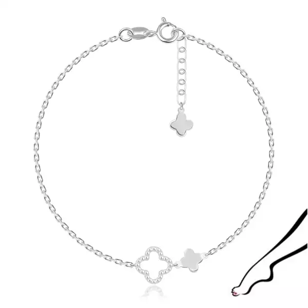 925 ezüst bokalánc - négylevelű lóhere motívum, kerek kiemelkedések