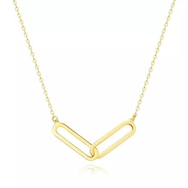 14K sárga arany nyaklánc - egymáshoz kapcsolódó lapos hosszúkás láncszemek