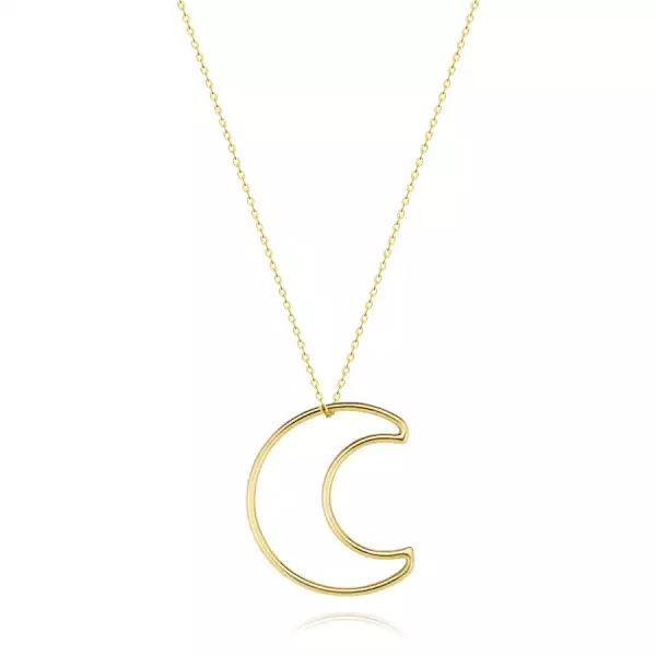 375 sárga arany nyaklánc - sima hold körvonal, vékony lánc
