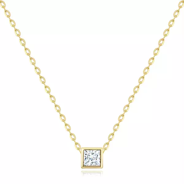 14K sárga arany nyaklánc - apró kocka átlátszó szögletes cirkóniával