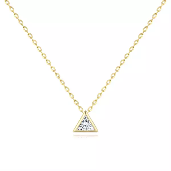 14K sárga arany nyaklánc - apró háromszög átlátszó cirkóniával