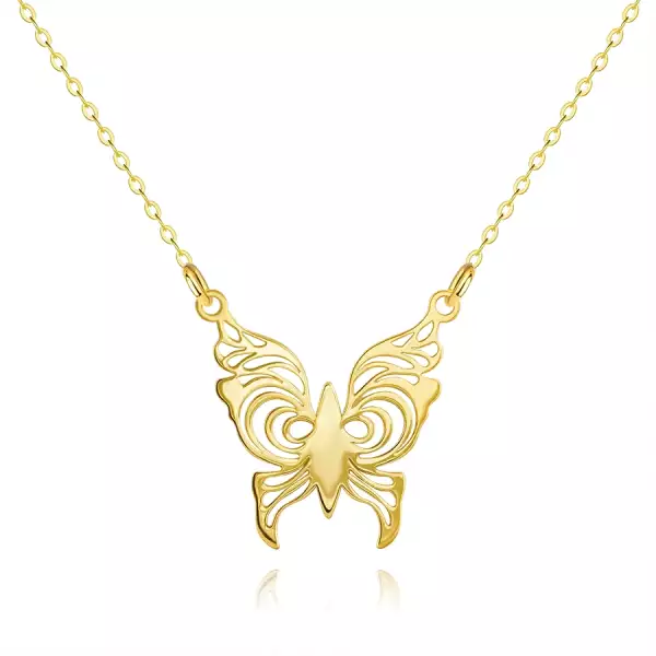 585 sárga arany nyaklánc - pillangó faragott szárnyakkal